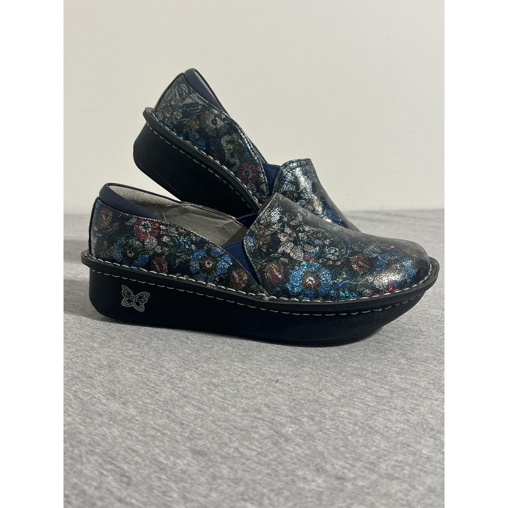 Alegria Debra Shoes Womens Size 6 Floral Metallic Slip On Nursing DEB-464